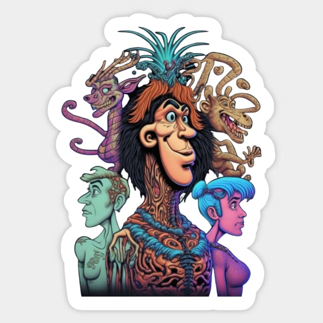 Caveman|trippy |90s cartoon Sticker by MindTankArt